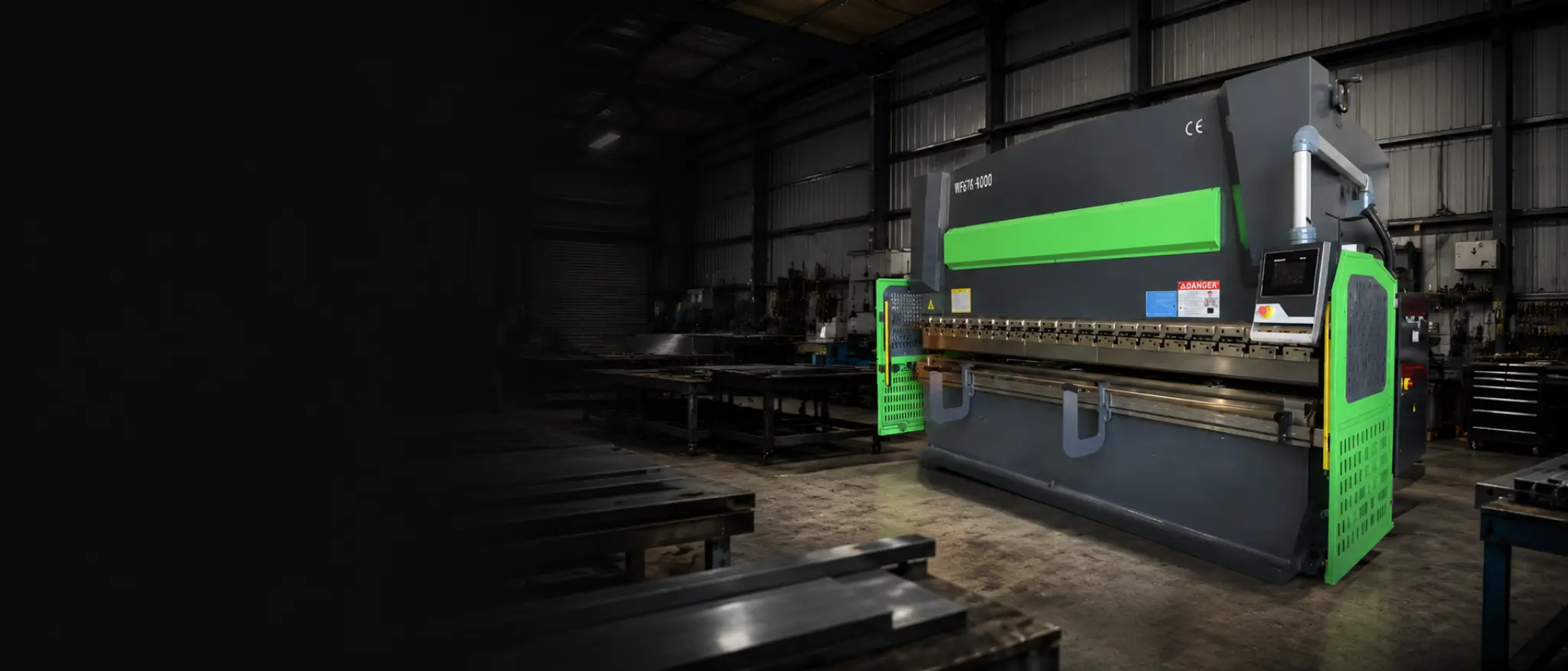 Rhino affordable hydraulic press brake in a UK fabrication workshop — torsion bar CNC bending