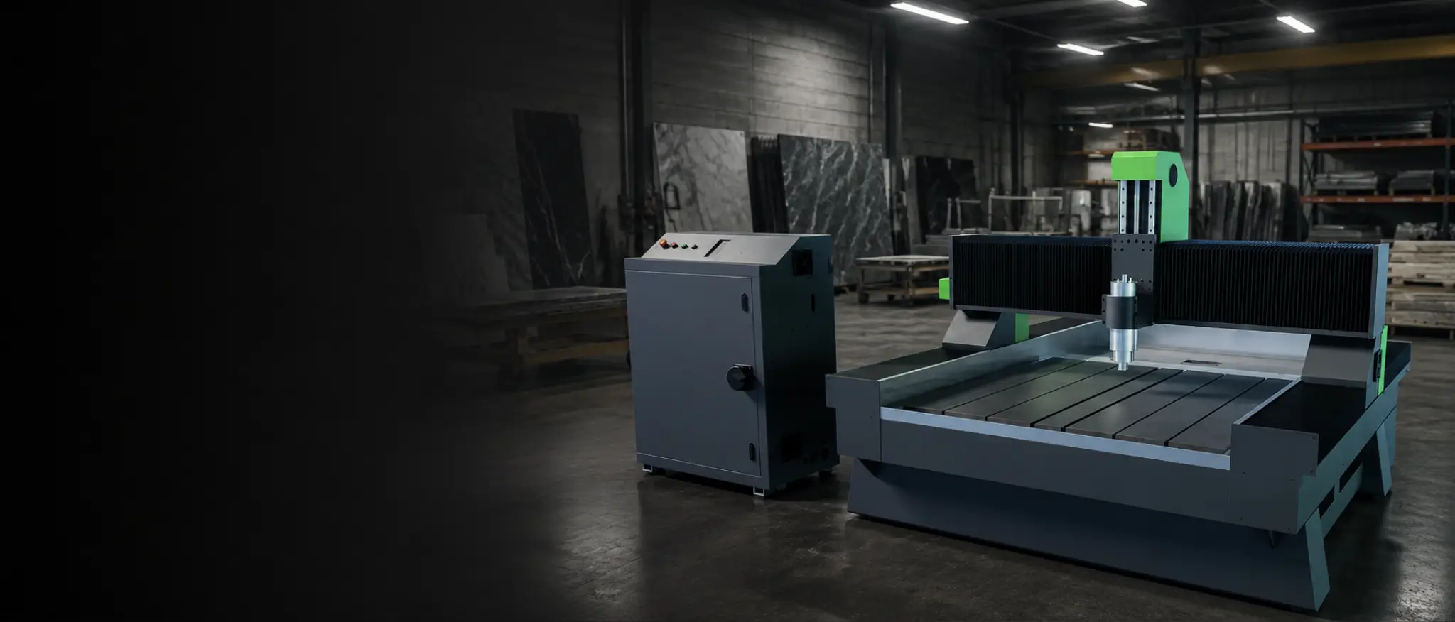 Stone-Tech CNC router in a UK stone fabrication workshop — granite, marble and quartz processing